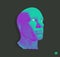 Artificial intelligence concept. Face recognition. Abstract digital human head. Futuristic background. Vector Illustration for