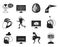 Artificial intelligence concept icons in black and white.