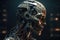 Artificial intelligence creation danger, sad cyborg post apocalypse. Generative AI