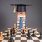 Artificial Intelligence funny education concept with chess