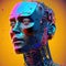 Artificial intelligence, head portrait with intricate parts, robotic cyborg, Generative Ai