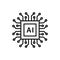 Artificial intelligence icon set in line style, machine learning, smart robotic and cloud computing network digital AI technology: