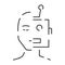Artificial intelligence line icon. Brain, robot, ai, head, technology. Face recognition Algorithm, Self learning. Deep