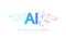 Artificial Intelligence Logo, Icon. Vector symbol AI, deep learning blockchain neural network concept. Machine learning