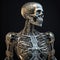 Artificial intelligence metallic skeleton with intricate parts, Generative Ai