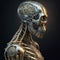 Artificial intelligence metallic skeleton with intricate parts, Generative Ai