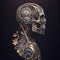 Artificial intelligence metallic skeleton with intricate parts, Generative Ai