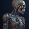 Artificial intelligence metallic skeleton with intricate parts, Generative Ai