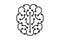 Artificial Intelligence microchip digital brain. AI chip board circuit linear icon. Neural network processor line symbol