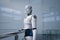 Artificial intelligence robot or cyborg look forward