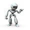 An artificial intelligence robot is pointing at someone.