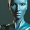 Artificial intelligence robot woman working in call center as conversational assistant