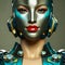 Artificial intelligence robot woman working in call center as conversational assistant