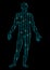 Artificial Intelligence. Silhouette of a man body, inside which binary code. It can illustrate scientific ideas