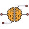 Artificial intelligence super brain vector icon. Human brain connected to network.
