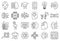 Artificial intelligence system icons set, outline style