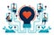 Artificial intelligence to match partner and relationship. Ideas for matchmaker. Ideas for love, marriage, engagement. Light bulb