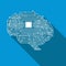 Artificial Intelligent Brain Circuit Board Flat Style Illustration