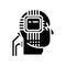 Artificial interlligence - ai - human head - microscheme icon, vector illustration, black sign on isolated background