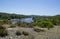 Artificial lake gadoura dam on rhodes