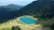 Artificial lake on the Postavaru Mountain , Romania, aerial view