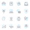 Artificial Learning linear icons set. Algorithm, Data-driven, Automation, Machine, Neural, Intelligence, Perception line