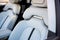 Artificial leather driving seat ergonomics sport design synthetic leather upholstery on new car