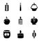 Artificial lighting icons set, simple style