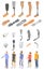 Artificial limbs icons set, isometric style