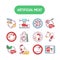 Artificial meat color line icons set. Cultured meat. Meat grown in cell culture instead of inside animals. Pictogram for web page