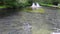 Artificial pond with fish on trout farm