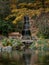 Artificial waterfall Lithia Park in the Autum