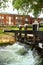 Artificial waterfall and river.