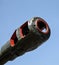 Artillery gun barrel closeup. Second World War