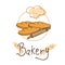 Artisan Bakery Magic: Hand-Drawn Lettering, Wheat, Bread, Rolling Pin, and Chef Hat Illustration.