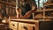 Artisan Crafting Wooden Furniture AIG41