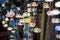 Artisan lamps hanging from the Arab souk of Granada