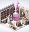 artisan perfume elixir potion maker pharmacist preparing product in medieval steampunk laboratory