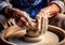 Artisan potter creating clay pieces. Traditional crafts. Handmade. AI generated