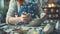 Artisan shaping pottery on a wheel in a ceramic workshop