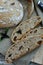 Artisan sourdough bread with basil and olives