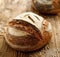 Artisan sourdough bread on a wooden background
