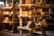 artisanal cheese aging on wooden shelves