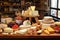 artisanal cheese shop display with assorted cheese types