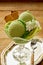 Artisanal Italian kiwi ice-cream with kiwifruit
