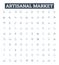 Artisanal market vector line icons set. artisanal, market, artisan, produce, handmade, local, farmers illustration