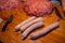Artisanal preparation of salami, sausages and cotechini with pork
