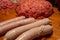 Artisanal preparation of salami, sausages and cotechini with pork