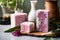 artisanal soap bars with orchid imprints placed next to a blooming orchid plant