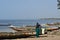 Artisanal wooden fishing boats pirogues, Petite CÃ´te, Senegal